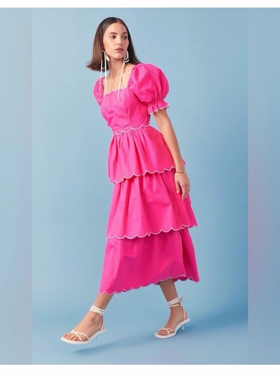 English Factory Dresses & Skirts - ENGLISH FACTORY Scallop Puff Sleeve Tiered Maxi Dress